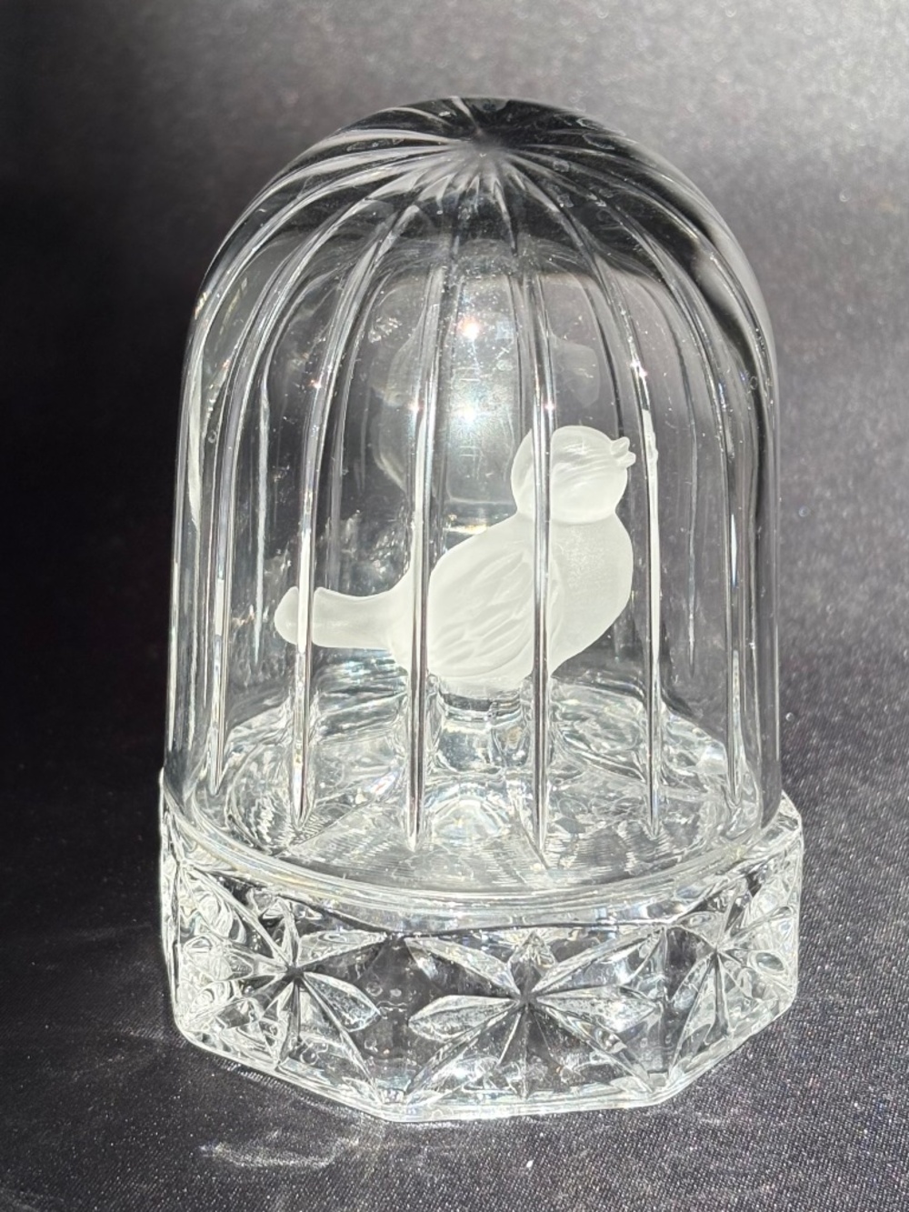Vintage~ECHT Bleikristall~Hofbauer Byrdes~Crystal Bird in Cage~W Germany